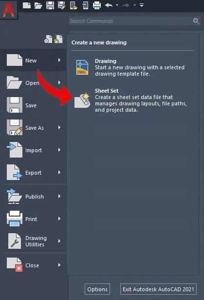 We can either create a new sheet set or open an existing one as per the requirement
