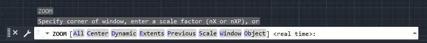 Image showing options to set the zoom extents