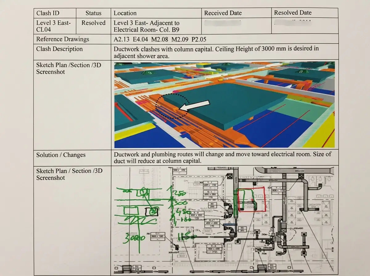 Clash Report Duct and Column