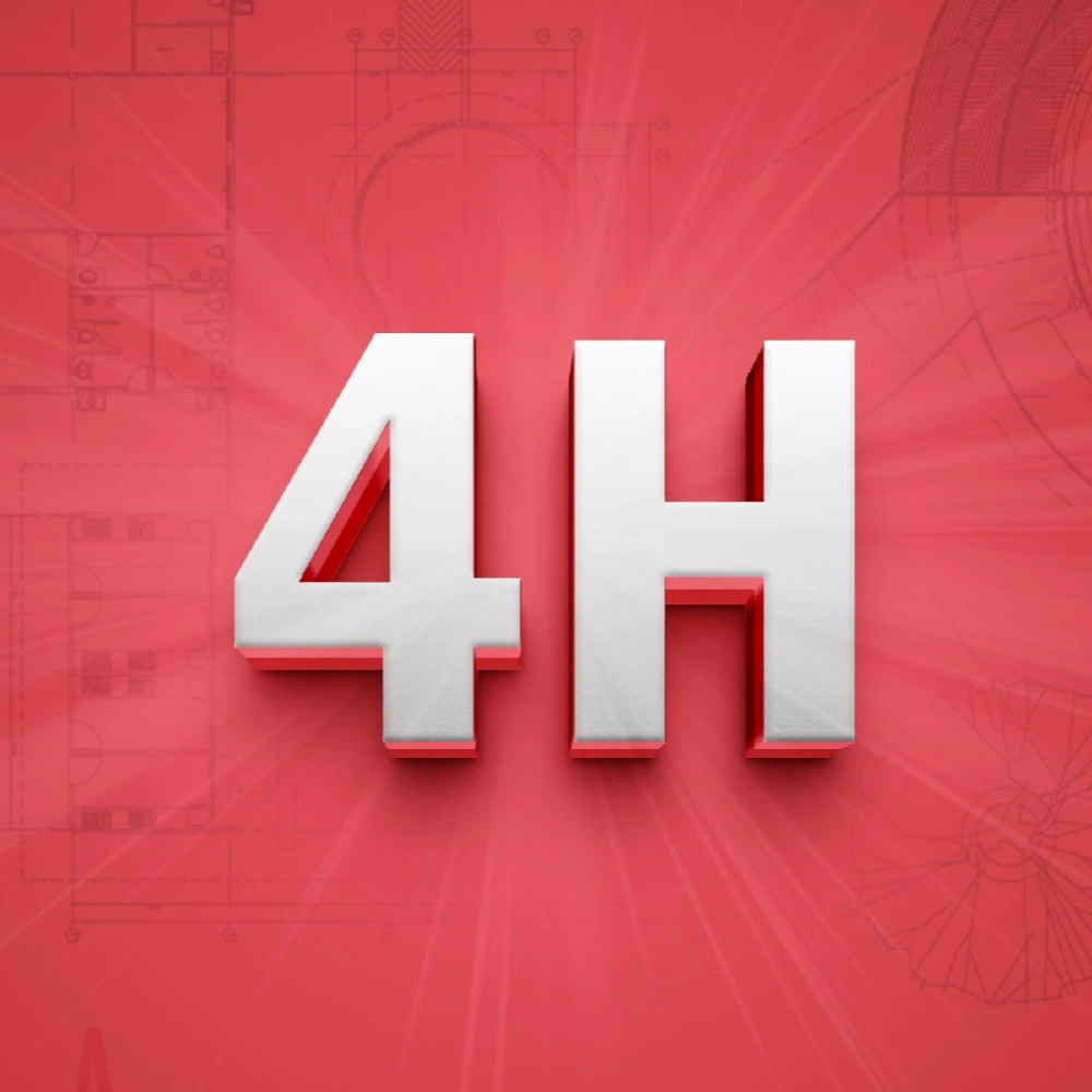 Black and white overhead view of a team discussing architectural landscape drawings with a laptop and drafting tools