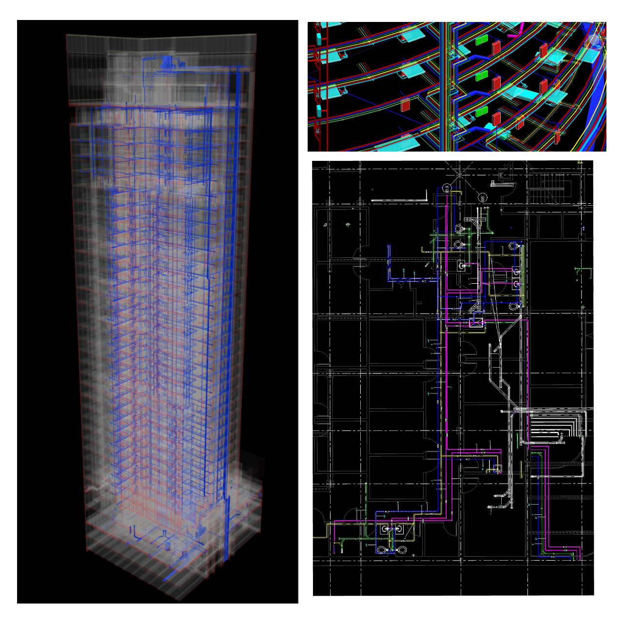 Coordinated MEP BIM Model with Strcutural BIM Model and Coordinated MEP Shop Drawings of the same
